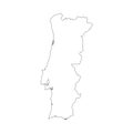 Vector illustration of black outline Portugal map