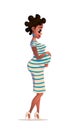 Vector illustration of black pregnant woman.african-american pregnant woman