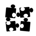 Vector illustration with black puzzle pieces icon isolated on white Royalty Free Stock Photo