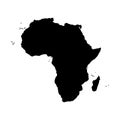 Vector illustration of black silhouette Africa. Vector map.