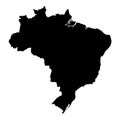 Vector illustration of black silhouette Brazil. Vector map..