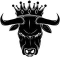 vector illustration of black silhouette Bull King Royalty Free Stock Photo