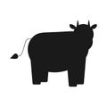 Vector illustration of a black silhouette cow. Isolated white background. Icon cow side view profile. EPS Royalty Free Stock Photo