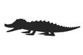 Vector illustration black silhouette crocodile. Isolated white background. Icon animal crocodile side view profile. EPS