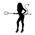 Vector illustration black silhouette devil girl