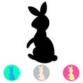 Vector illustration of black silhouette of hare.