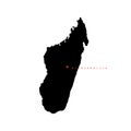 Vector illustration of black silhouette Madagascar map with capital city Antananarivo.