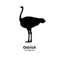 Vector illustration of black silhouette of ostrich Royalty Free Stock Photo