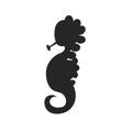 Vector illustration of a black silhouette of a sea horse. Isolated white background. Icon seahorse, side view. EPS Royalty Free Stock Photo