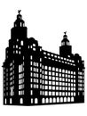 Black Silhouette of Symbol of Liverpool - Liver Building Royalty Free Stock Photo