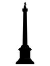 Black Silhouette of Symbol of London - Nelson`s Column at Trafalgar Square Royalty Free Stock Photo