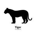 Vector illustration of black silhouette of a tiger Royalty Free Stock Photo