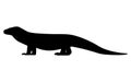 Vector illustration of black silhouette of varanus