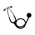 Vector illustration of a black stethoscope silhouette