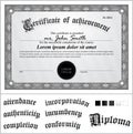 Vector illustration of black and white certificate. Royalty Free Stock Photo