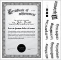 Vector illustration of black and white certificate. Royalty Free Stock Photo