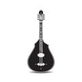 Vector illustration of black and white classic acoustic guitar isolated on a white background.