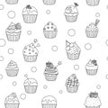 Black and white cupcakes pattern