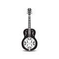 Vector illustration of black and white dobro, american resonator isolated on white background.