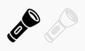 Vector Illustration of a Black and White Flashlight Royalty Free Stock Photo