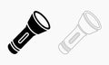 Vector Illustration of a Black and White Flashlight Royalty Free Stock Photo