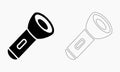 Vector Illustration of a Black and White Flashlight Royalty Free Stock Photo