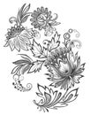 Vector illustration black and white flower ornament