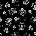 Vector illustration of black and white flowers seamless pattern