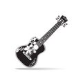 Vector illustration of black and white hawaiian electric ukulele guitar in flat design