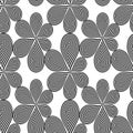 VECTOR ILLUSTRATION OF BLACK AND WHITE LINOCUT FLOWERS.