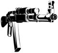 Vector illustration black and white machine gun ak Royalty Free Stock Photo