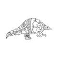 Vector illustration black and white pangolin animal. Coloring page book.