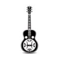 Vector illustration of black and white resonator guitar isolated on a white background.