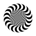 Vector illustration. Black and white round pattern embedded in the ring. Optical illusion of volume