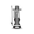 Vector illustration of black and white sarangi indian string bowed musical instrument.