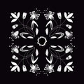Vector illustration of black and white seamless floral ornament