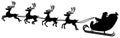 Santa and Reindeer In Flight Silhouette