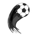 Black and white soccer ball wit splash tail, vector illustration