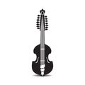 Vector illustration of black and white viola guitar, flat style