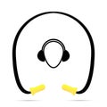 Vector illustration of black and yellow safety ear plugs