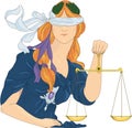 Blind Justice - Art Nouveau Vector Illustration Royalty Free Stock Photo