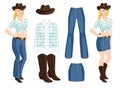 Vector illustration of blond cowgirl.