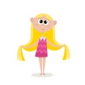 Vector illustration blond girl with long hair isolated on white Royalty Free Stock Photo