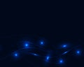 Vector illustration of blue abstract background with blurred magic neon light curved lines Royalty Free Stock Photo