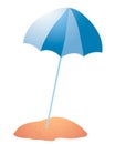 Vector illustration blue beach umbrella isolated on white background Royalty Free Stock Photo