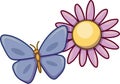 Vector of a butterfly and flower Royalty Free Stock Photo