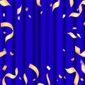 Vector illustration. Blue closed curtains background