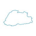 Vector illustration of blue colored outline map of Bhutan Royalty Free Stock Photo