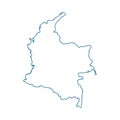 Vector illustration of blue colored outline map of Colombia