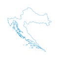 Vector illustration of blue colored outline map of Croatia